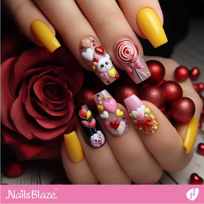 Cute Candy Nail Design for Love Day | Valentine Nails - NB2189
